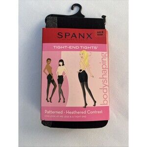 SPANX Tight-End Contrast Tights Black/Heathered Grey Size B Shaping Tights
